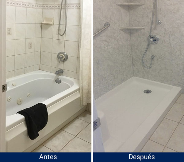 Antes y después cambio bañera por ducha